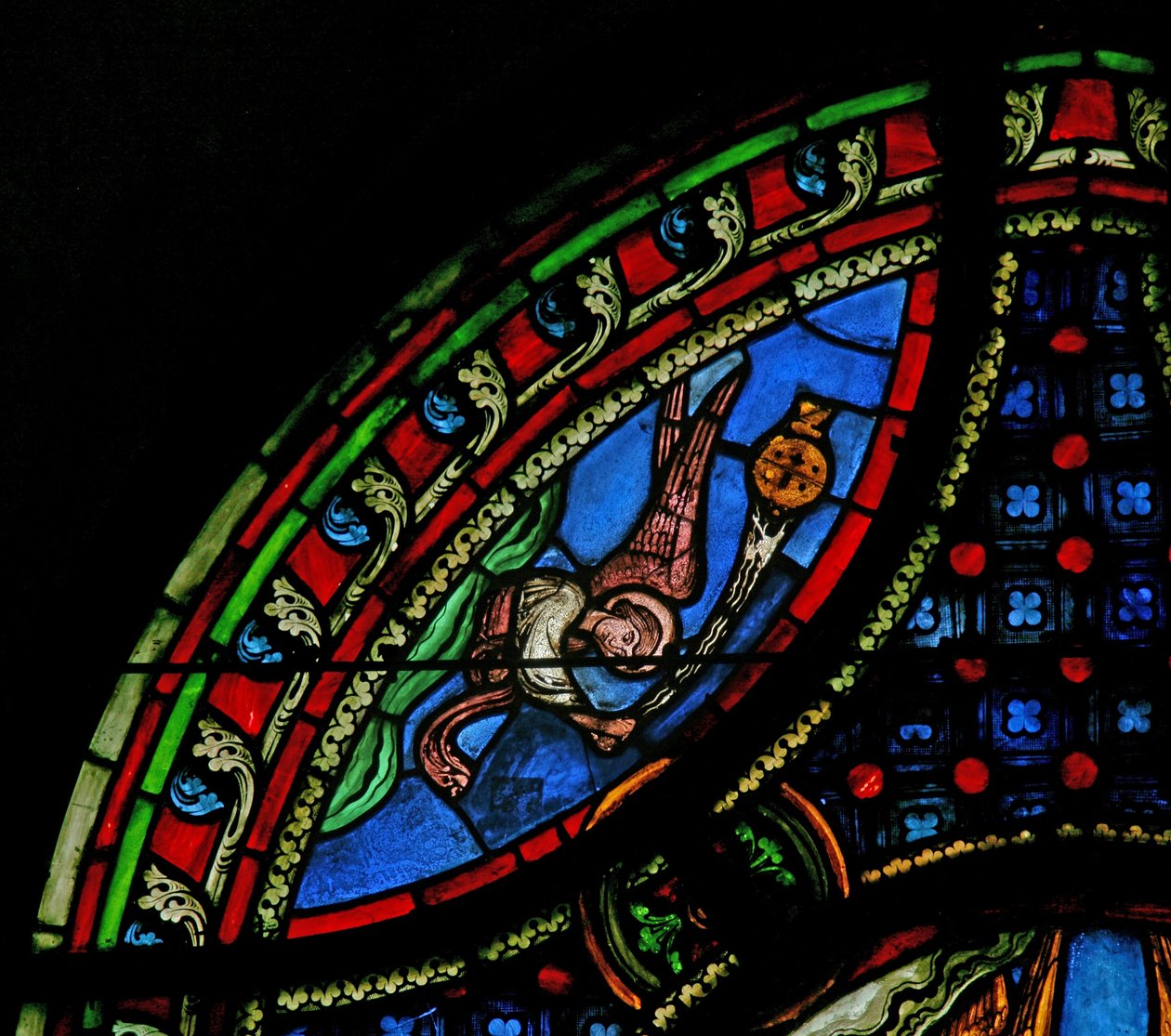 Ventana w0 que representa un ángel de French School