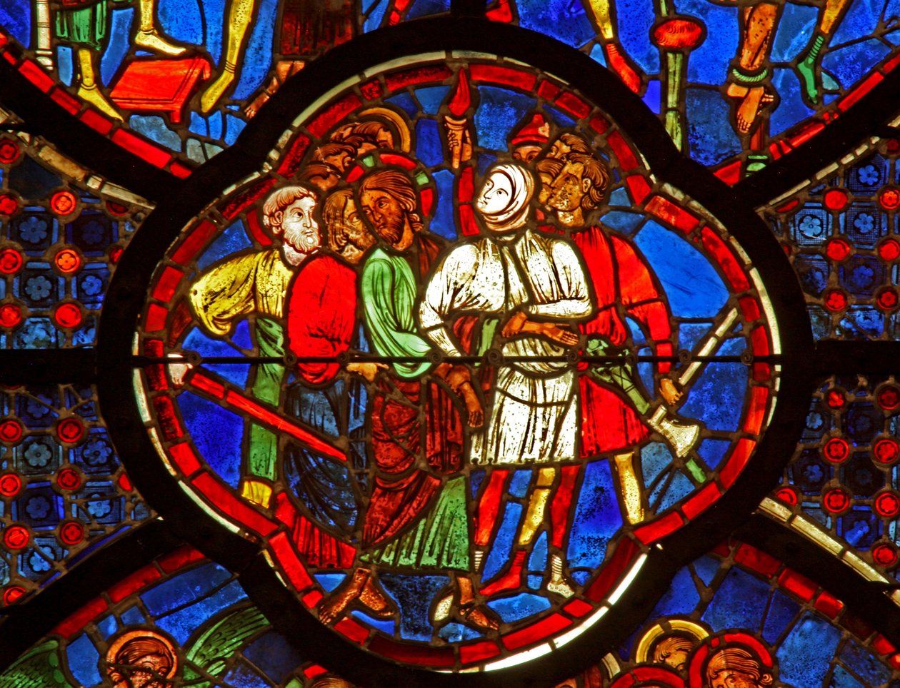 Ventana que representa la Traición de Judas de French School