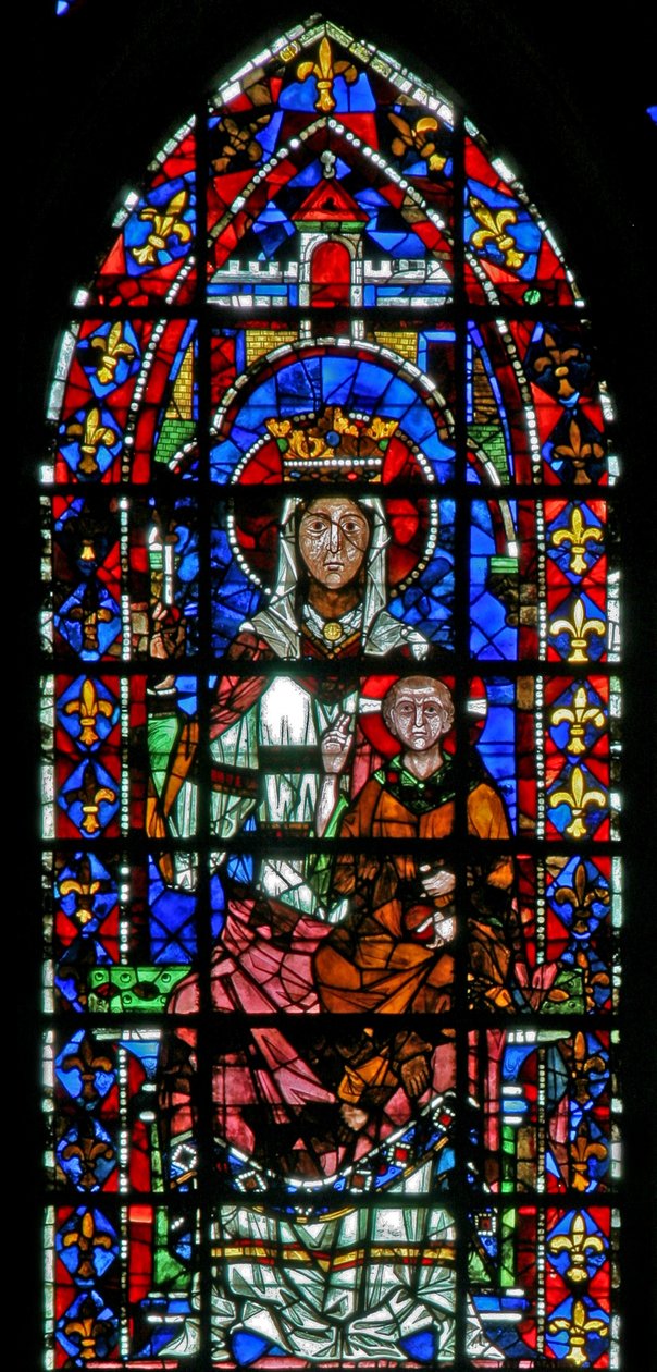 Ventana w100 que representa a la Virgen y el Niño de French School