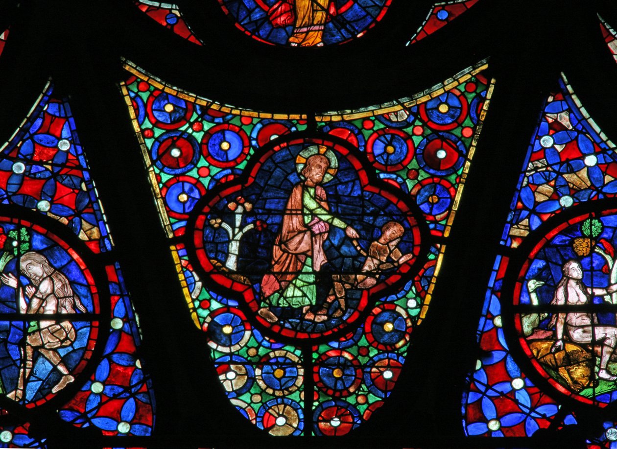 Ventana w115 que representa la Creación de Adán de French School