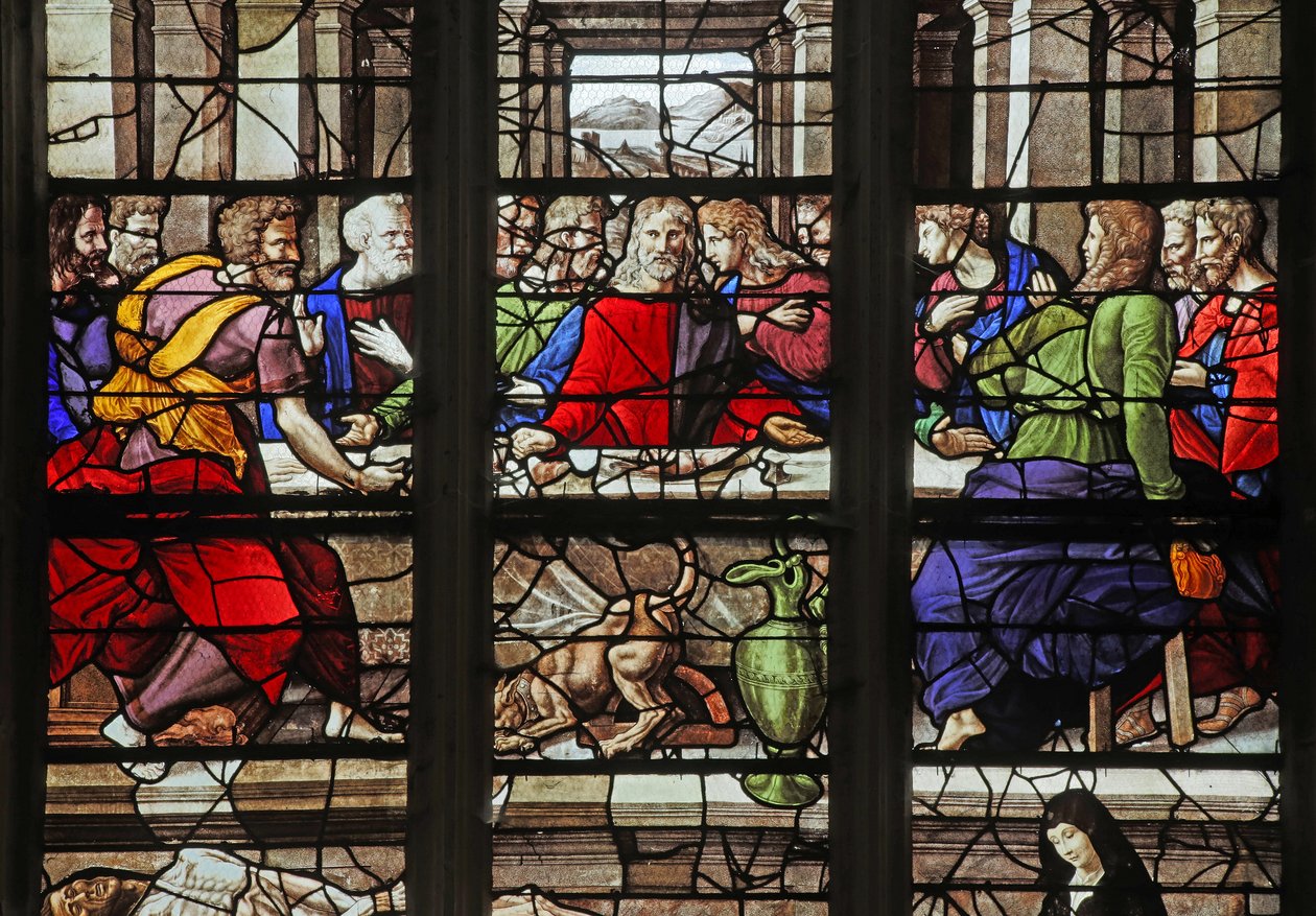 Ventana que representa la Última Cena de French School