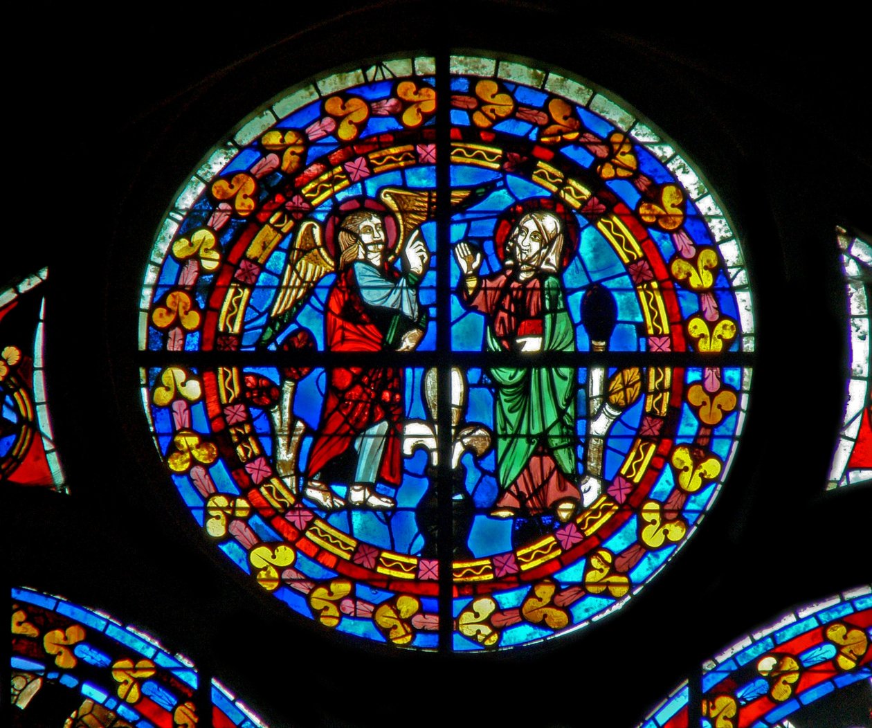 Ventana w130 que representa la Anunciación de French School