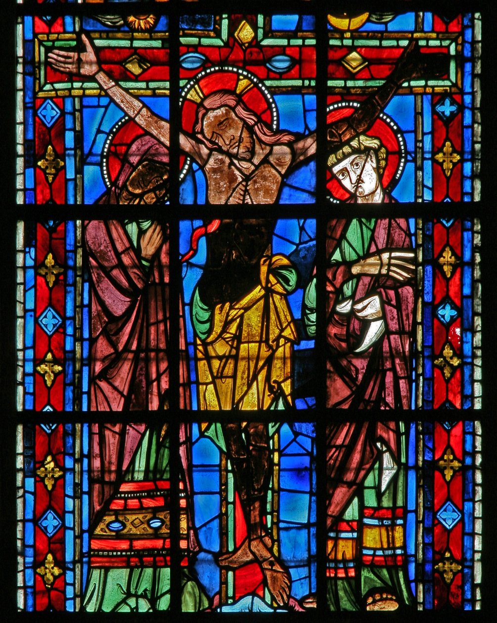 Ventana w200 que representa la Crucifixión de French School