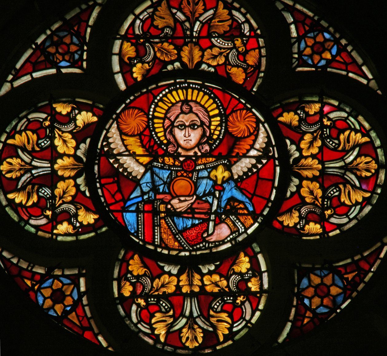 Ventana w201 que representa un ángel de French School