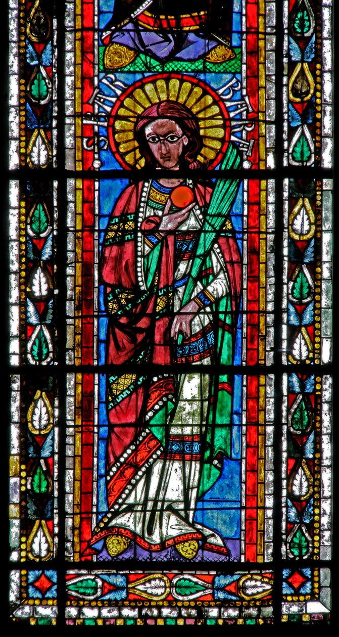 Ventana w202 que representa a Santa Bárbara de French School