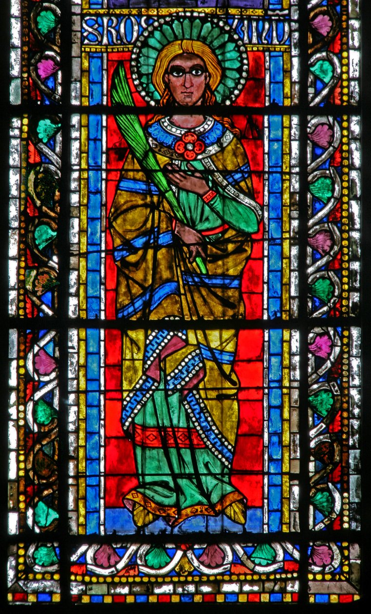 Ventana w202 que representa a Santa Roswind de French School