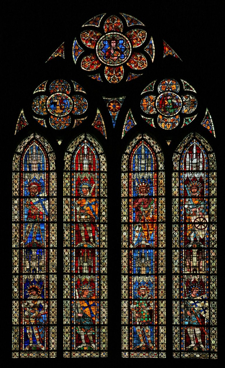 Ventana w203 que representa a un santo caballero de French School