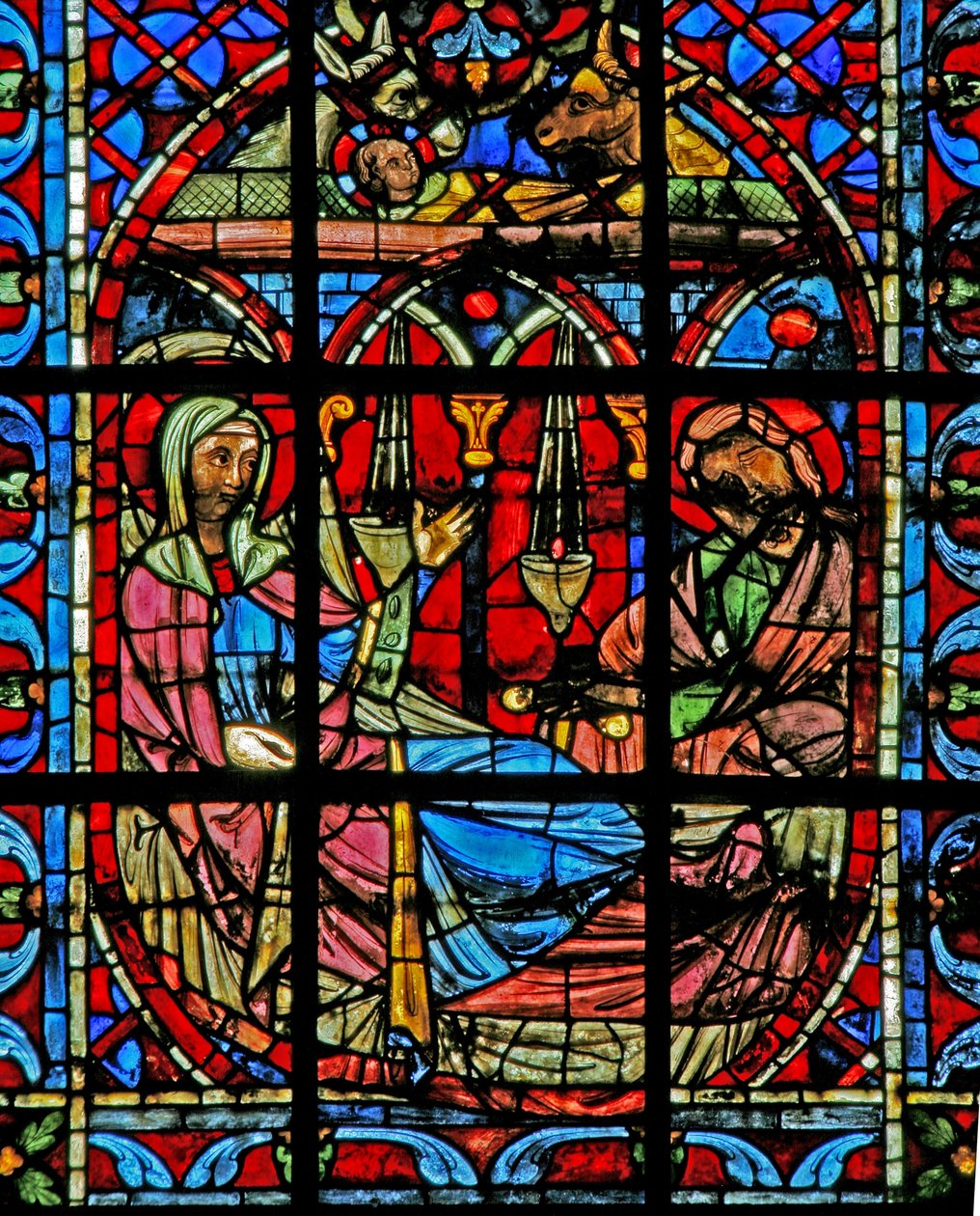 Ventana w203 que representa la Natividad de French School