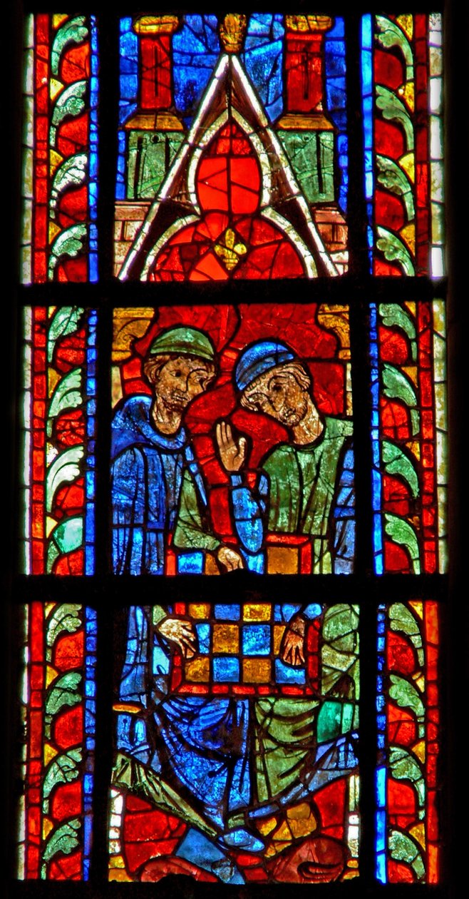 Ventana w210 que representa a jugadores de damas de French School