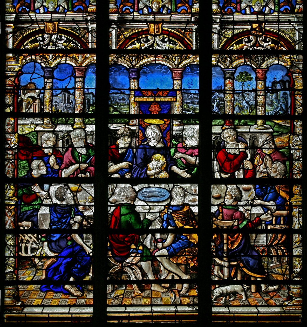 Ventana que representa la Última Cena de French School