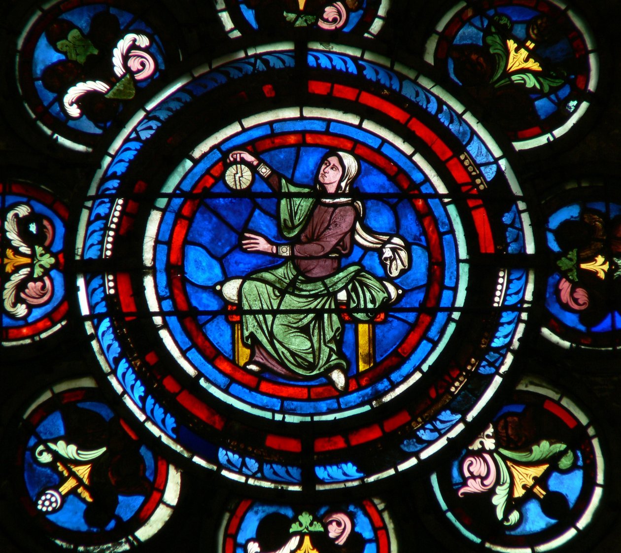 Ventana que representa las Artes Liberales: Astronomía de French School