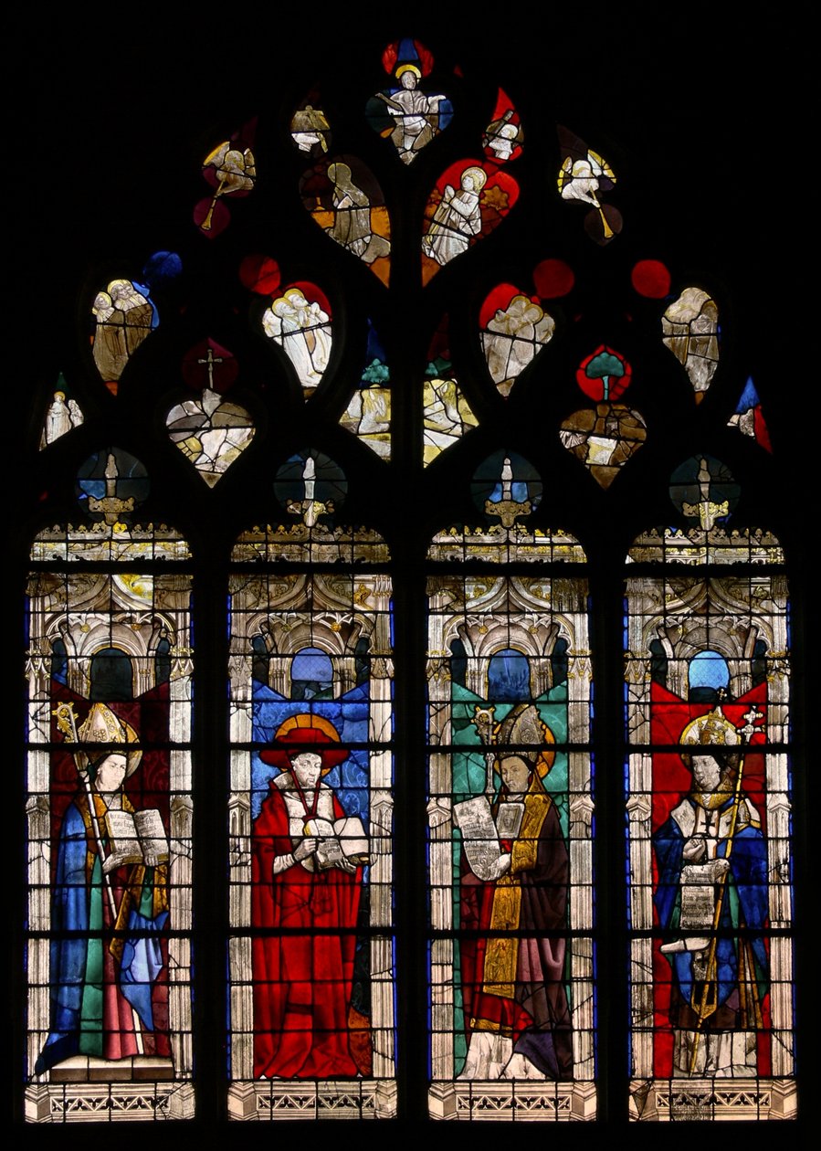 Ventana w35 que representa a los Cuatro Padres de la Iglesia de French School