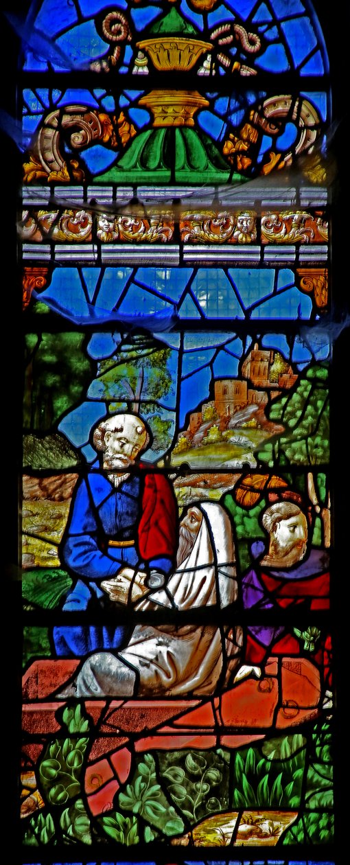 Ventana w38 que representa la Resurrección de Lázaro de French School