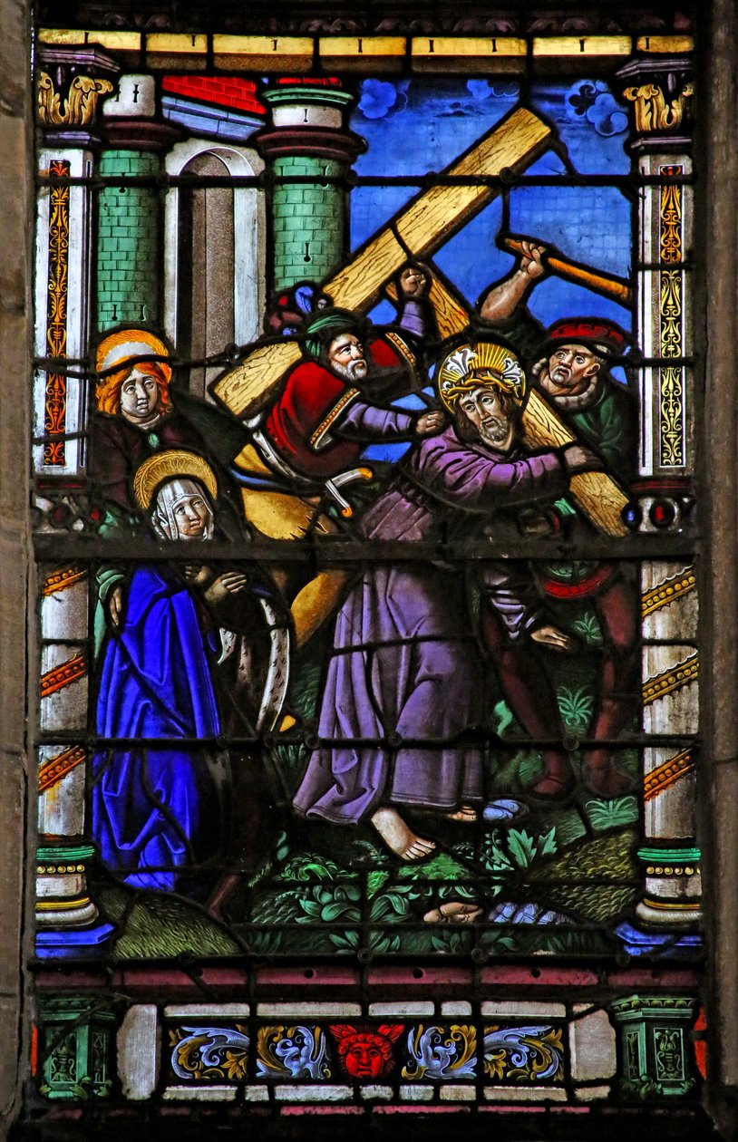 Ventana w4 que representa el Vía Crucis de French School