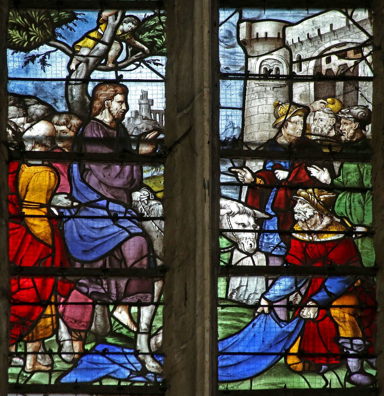 Ventana que representa la entrada a Jerusalén de French School