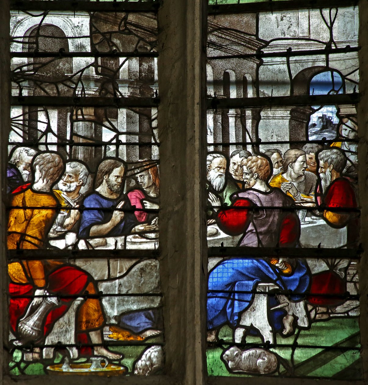 Ventana que representa la Última Cena de French School
