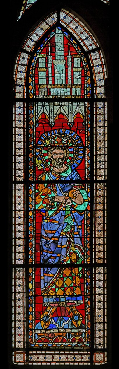 Ventana w9 que representa a Pipino el Breve de French School