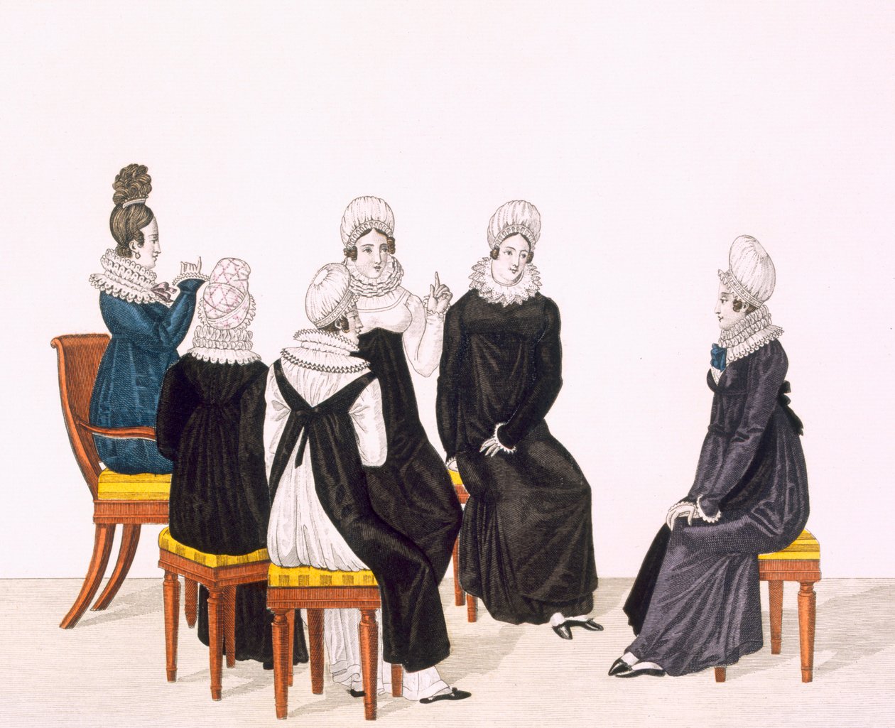 Mujeres jóvenes charlando, c. 1820 de French School