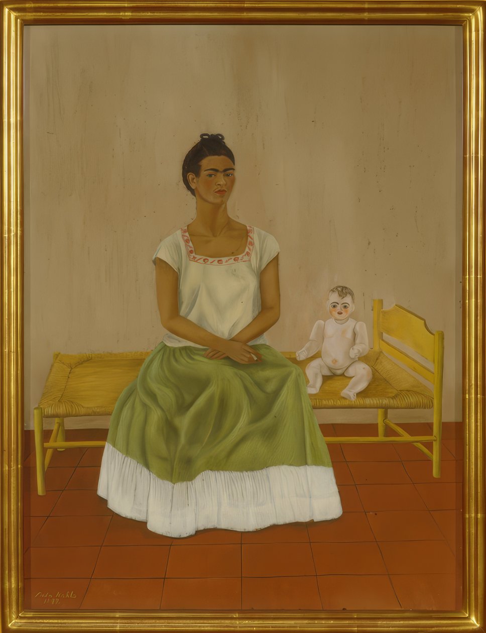 Autorretrato con cama de Frida Kahlo
