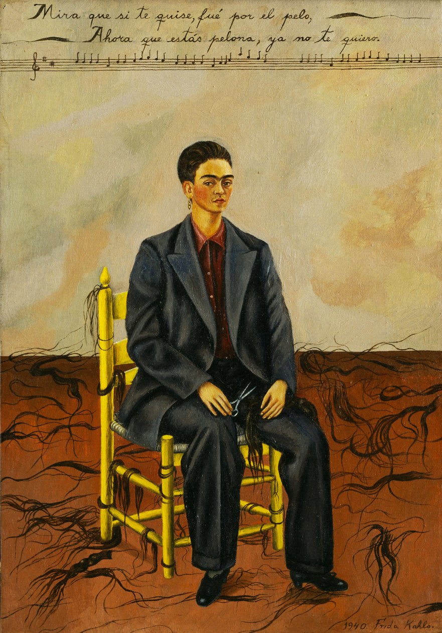 Autorretrato con el pelo recortado de Frida Kahlo