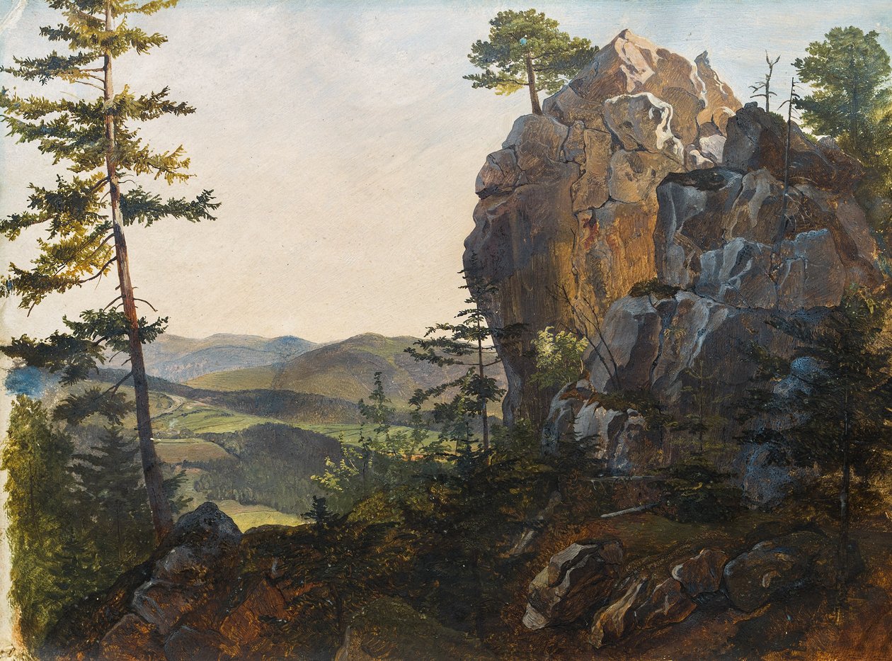 Landschaft mit den Balbersteinen bei Miesenbach de Friedrich Gauermann