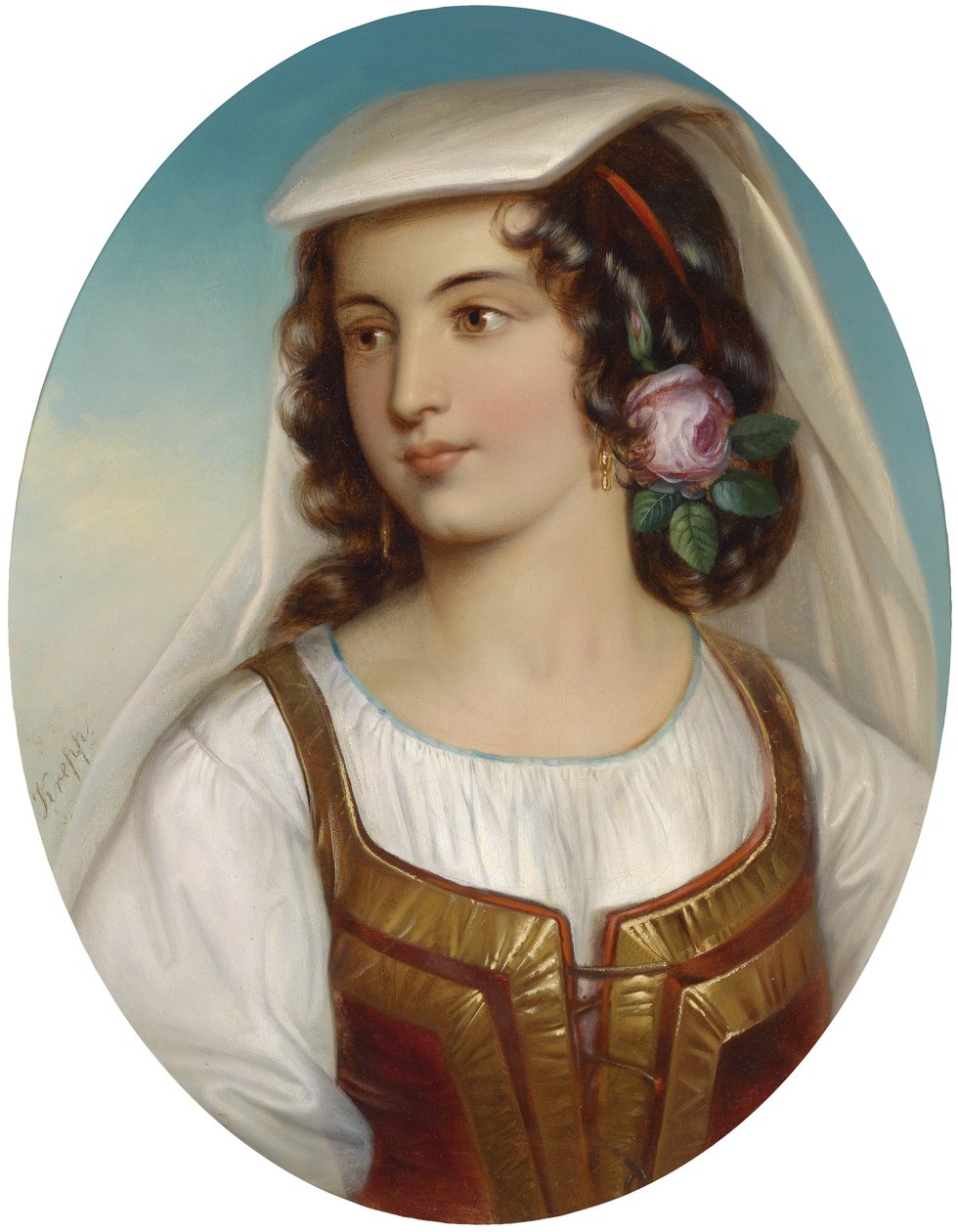 Niña con traje del sur de Italia de Friedrich Krepp
