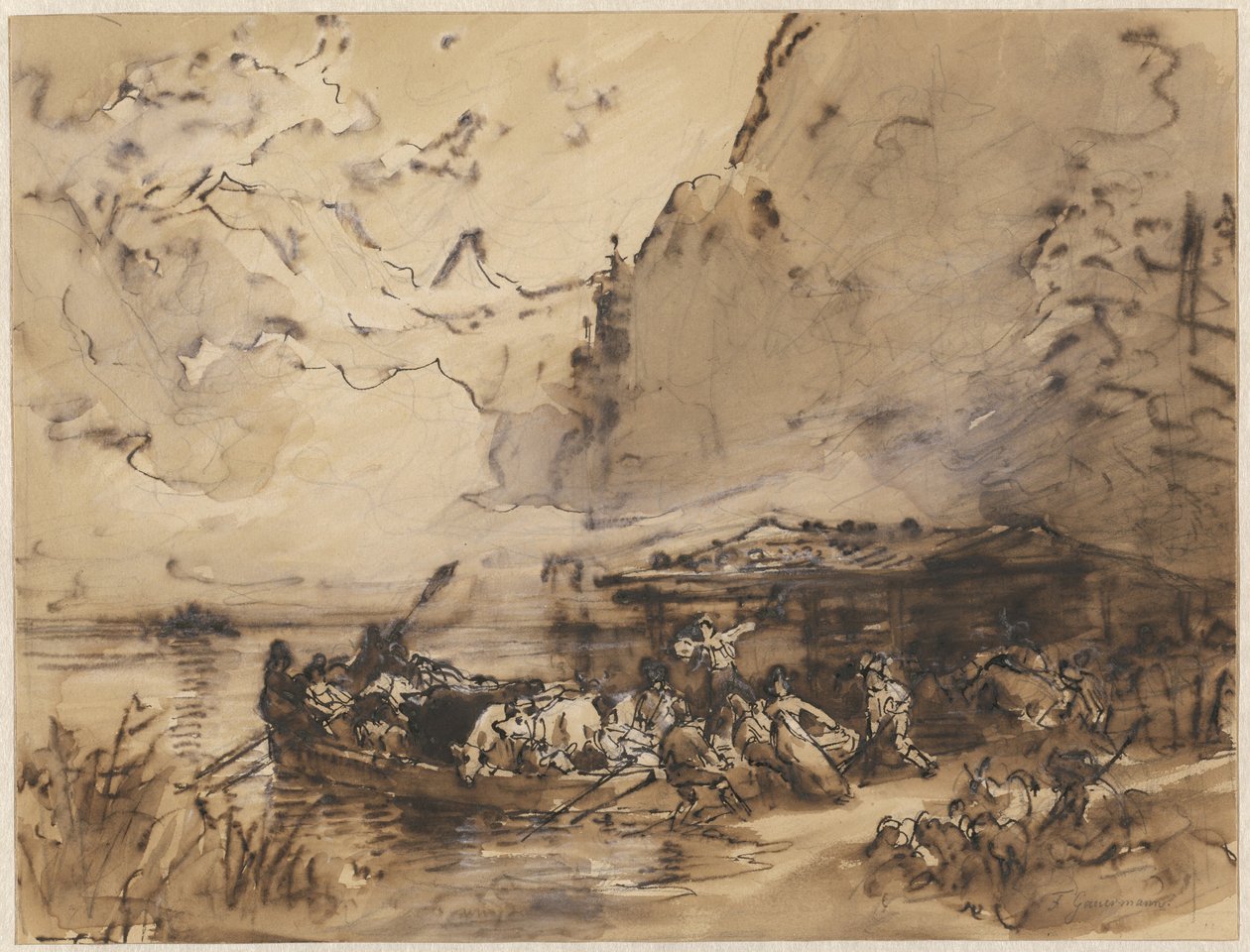 Un Ferry en el Königsee de Friedrich Gauermann