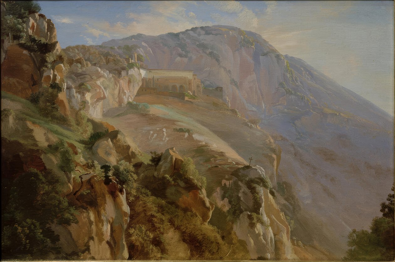 Monasterio en las montañas cerca de Subiaco de Friedrich Nerly
