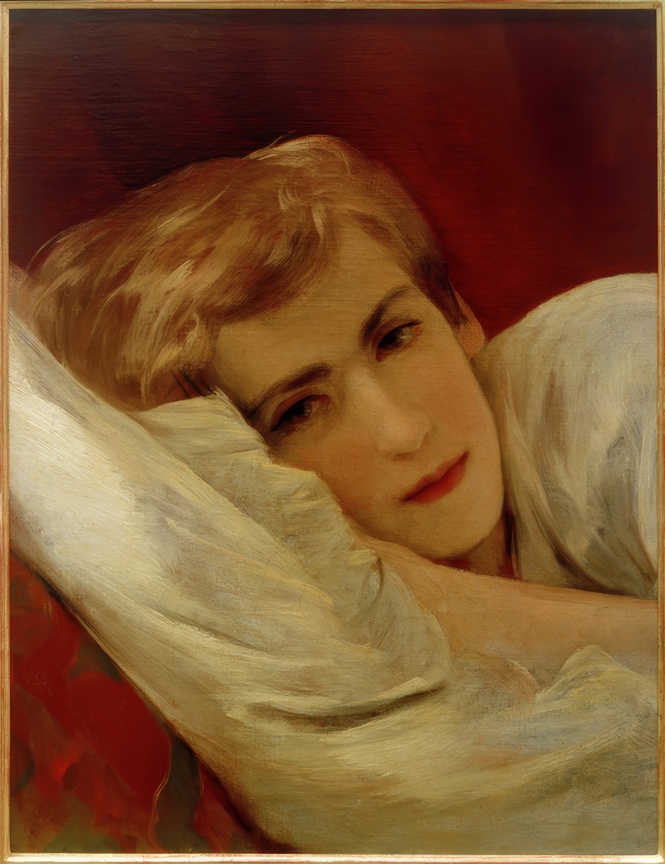 Friedrich (Fritz) Amerling en la cama del hospital de Friedrich von Amerling