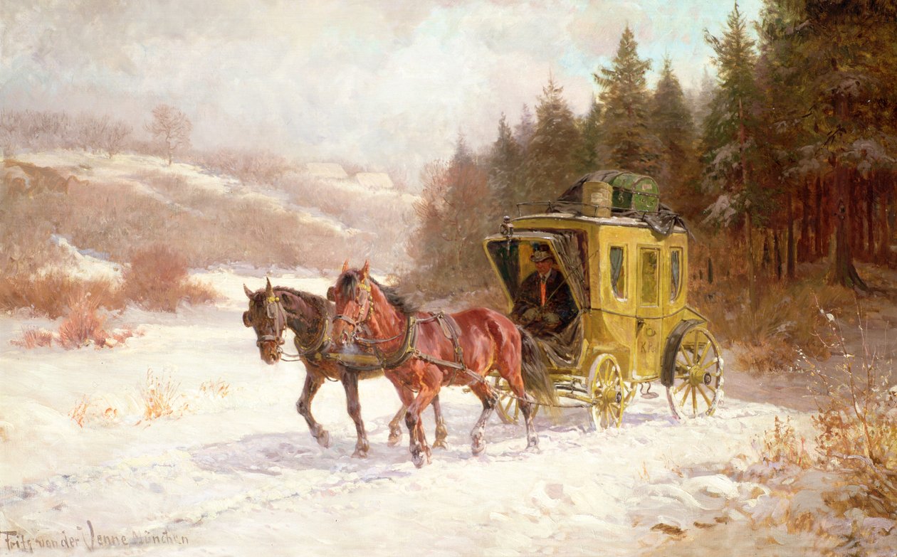 El coche de correos en la nieve de Fritz van der Venne