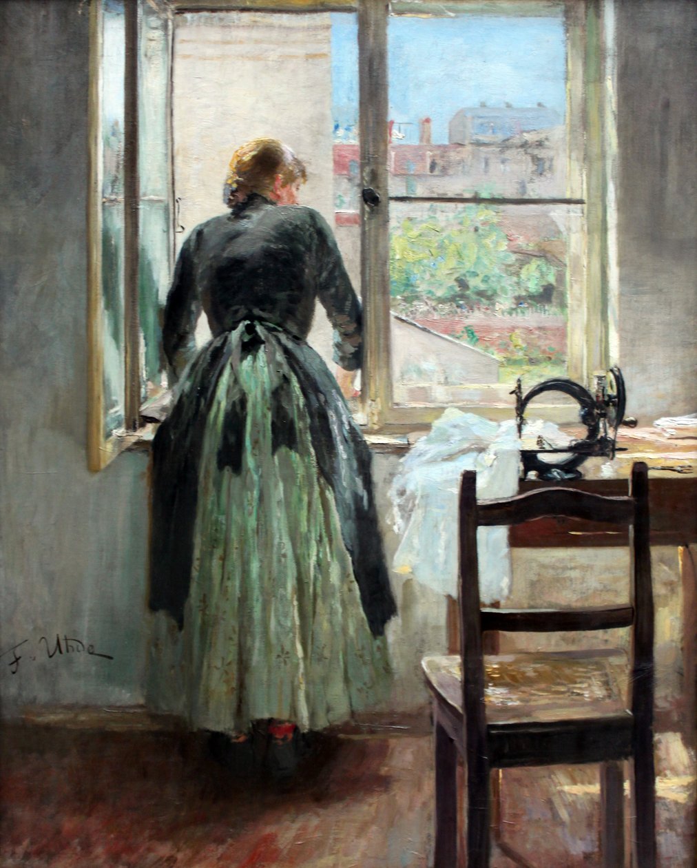 En la ventana (Costurera mirando por una ventana) de Fritz von Uhde