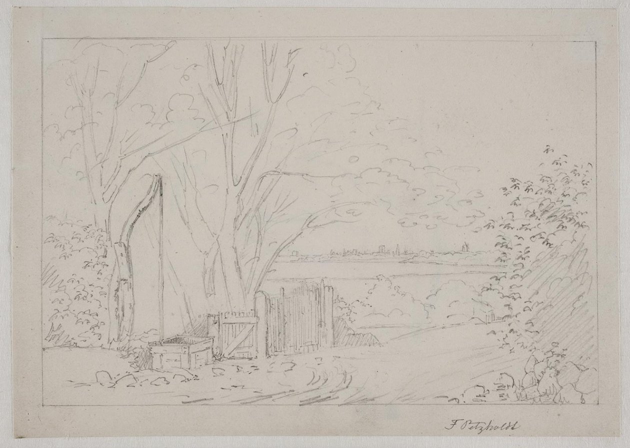 Paisaje con pozo de balancín en primer plano de Fritz Petzholdt