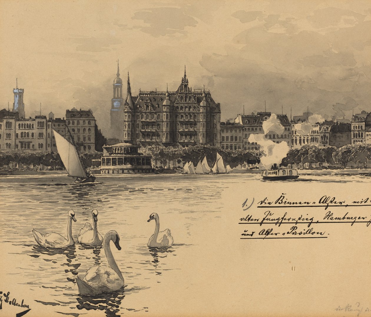 Binnenalster con Jungfernstieg de Fritz Stoltenberg