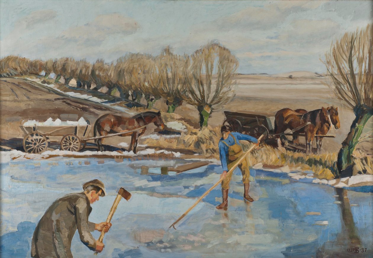 Trabajadores de granja recogiendo hielo de Fritz Syberg