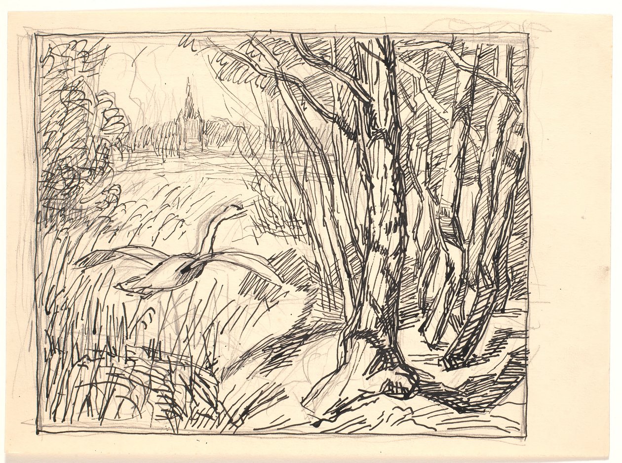 Paisaje con cisne despegando de Fritz Syberg