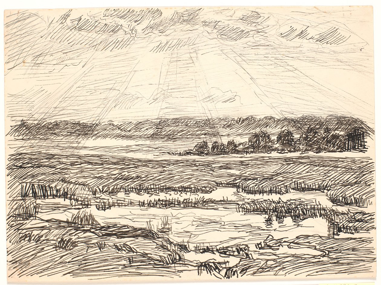 Paisaje del Mosela con sol bajo de Fritz Syberg
