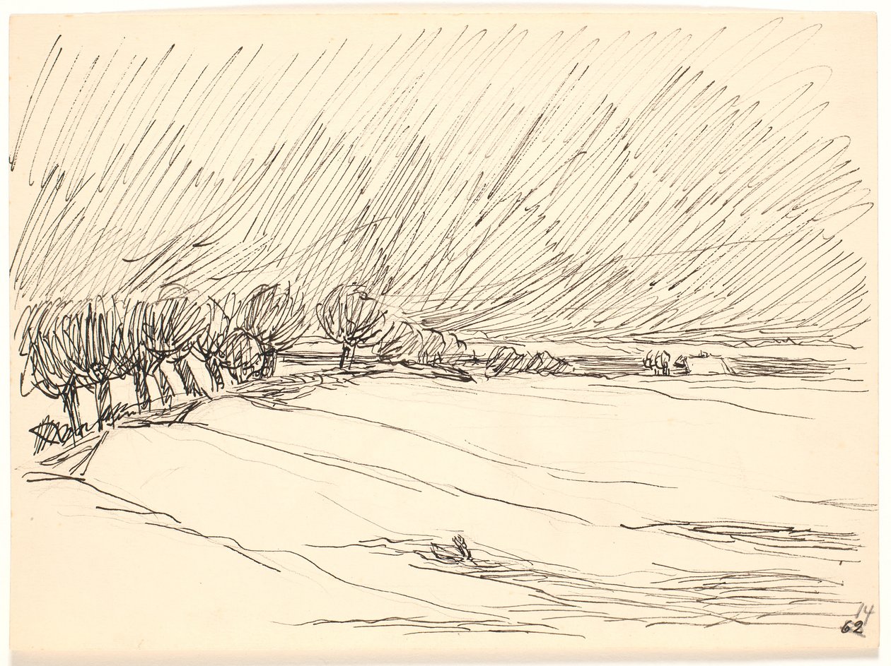 Paisaje invernal con álamos de Fritz Syberg