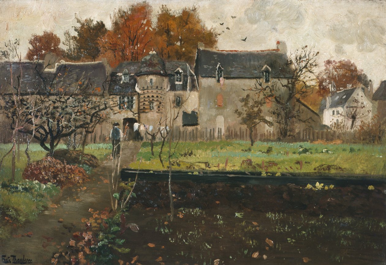 Granja francesa, hacia 1900 (pintura) de Fritz Thaulow