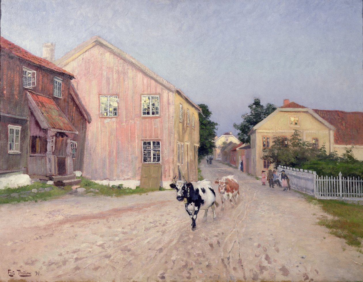Calle en Hokksund de Fritz Thaulow