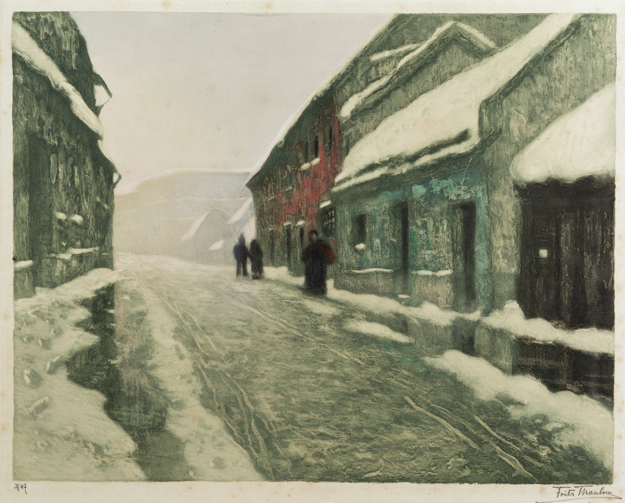 Descongelar (grabado coloreado a mano) de Fritz Thaulow