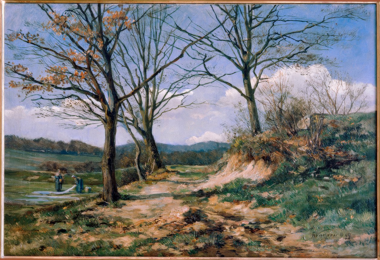 Paisaje de Taunus con lavanderas de Fritz Wucherer