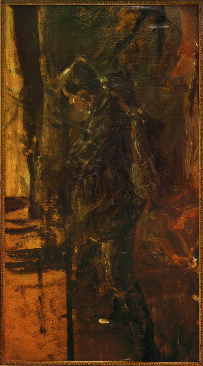 Estudio de un hombre con mochila de Fritz von Uhde