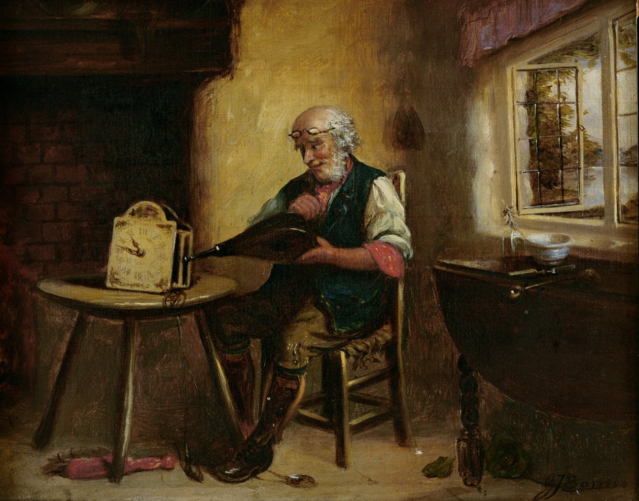 Limpiando el Reloj, 1880 de G. J. Barnes