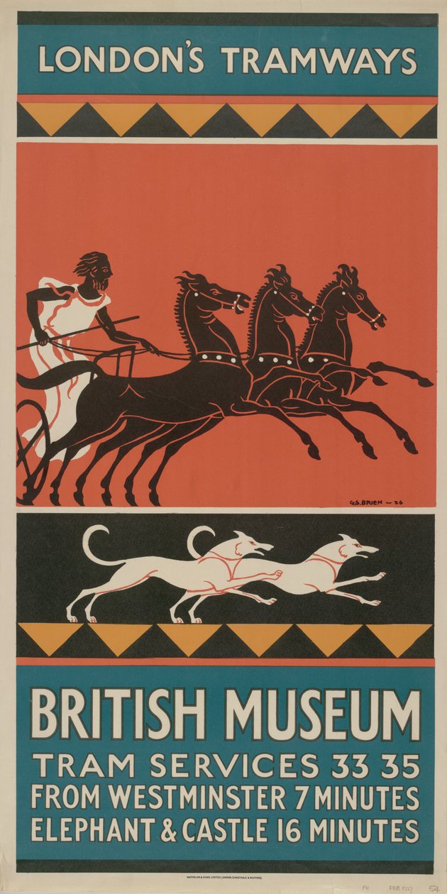 Museo Británico, Servicios de tranvía 33, 35, 1927 de G. Stanislaus Brien