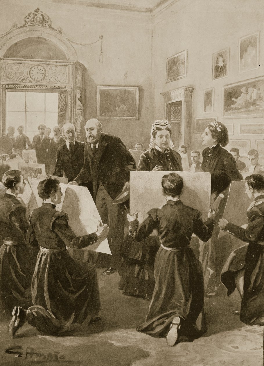 Niños de Bluecoat mostrando sus dibujos a la Reina Victoria en el Palacio de Buckingham, 3 de abril de 1873, de 