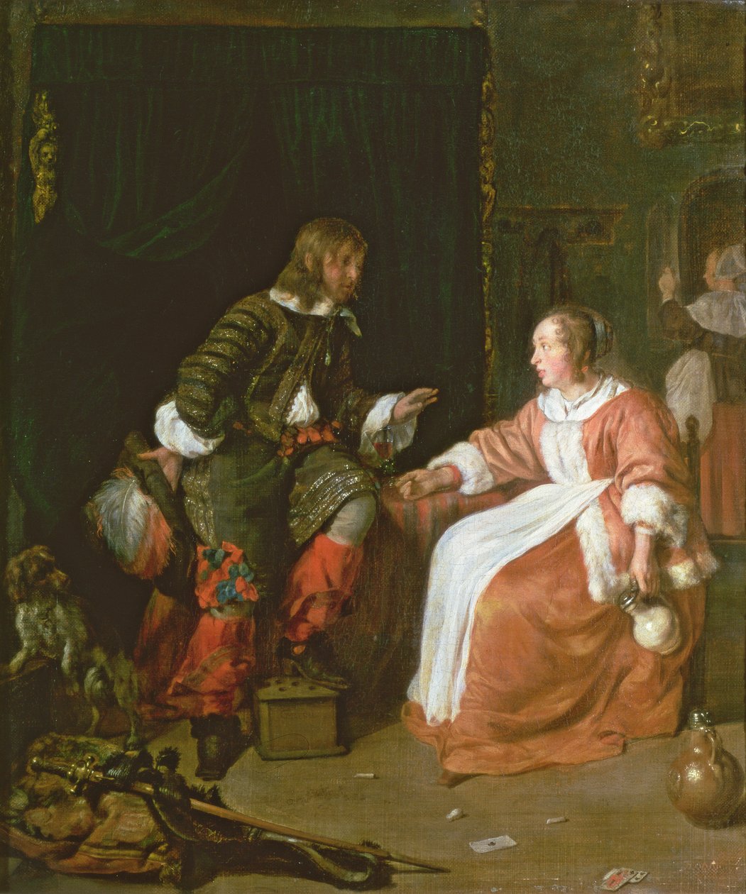 Una doncella y un oficial, c.1660-70 de Gabriel Metsu