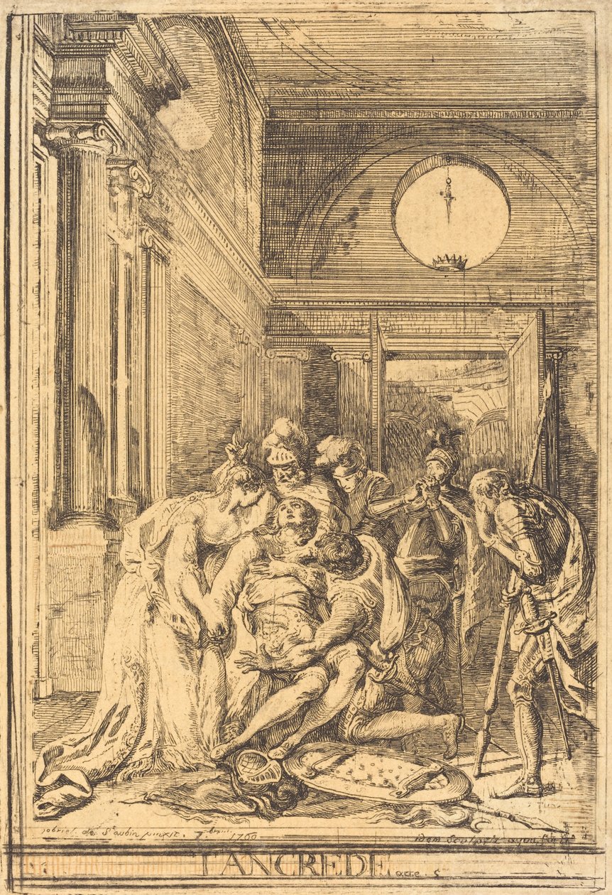 La muerte de Tancredo de Gabriel Jacques de Saint Aubin