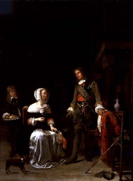 Un Soldado Visitando a una Joven Dama de Gabriel Metsu