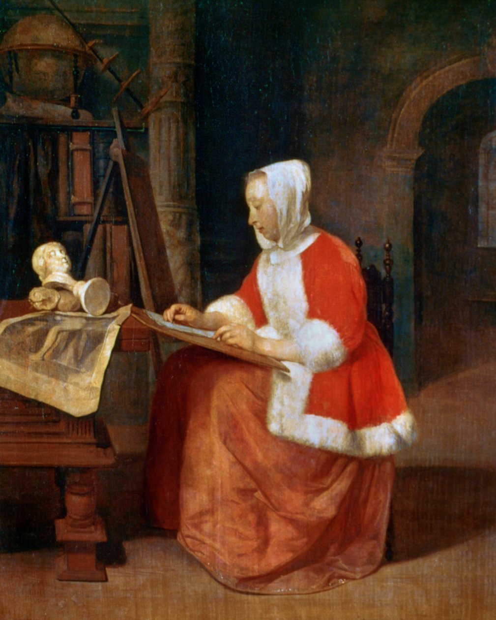 Una mujer sentada dibujando, c1649-1667 de Gabriel Metsu