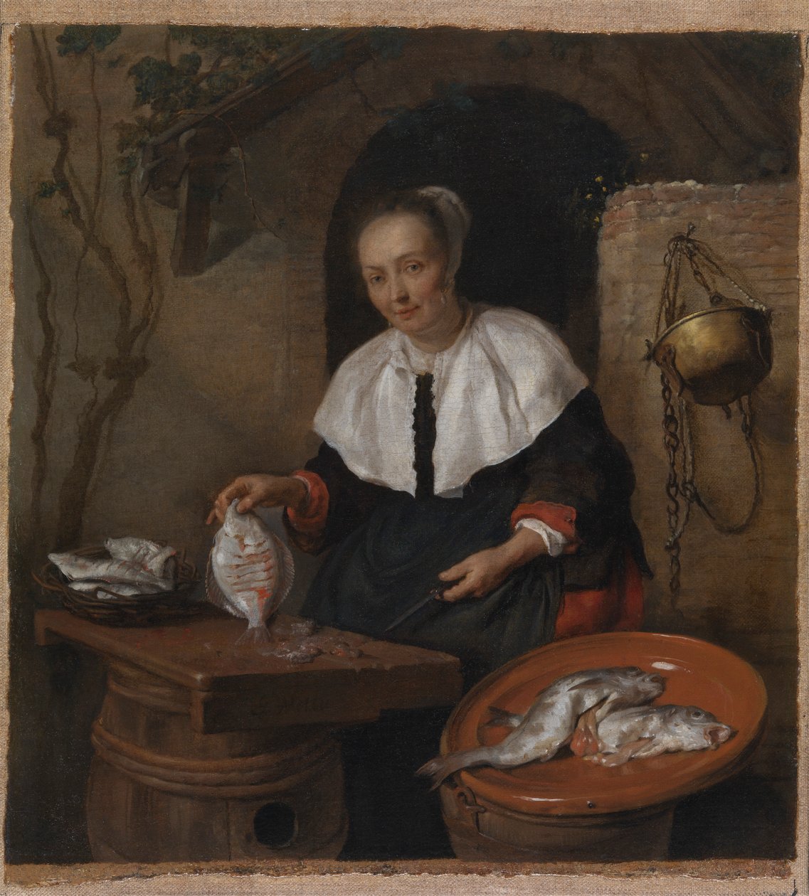 Mujer limpiando pescado de Gabriel Metsu